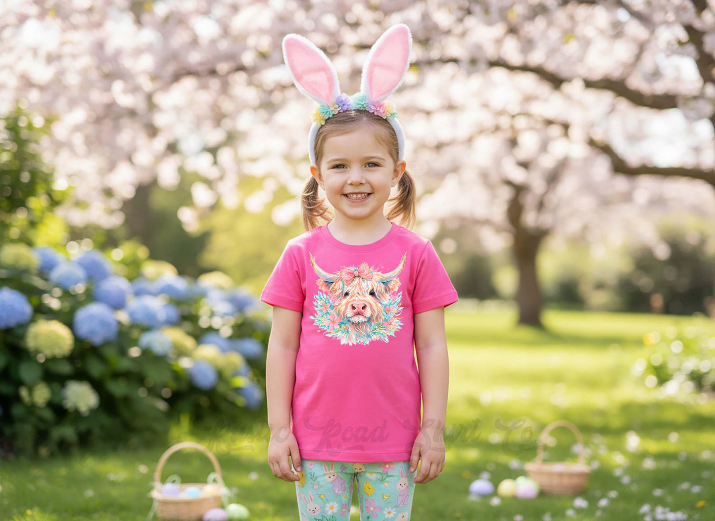 Easter Cow Shirt, Girls Easter T-Shirt, Toddler Easter Outfit, Easter Basket Gift