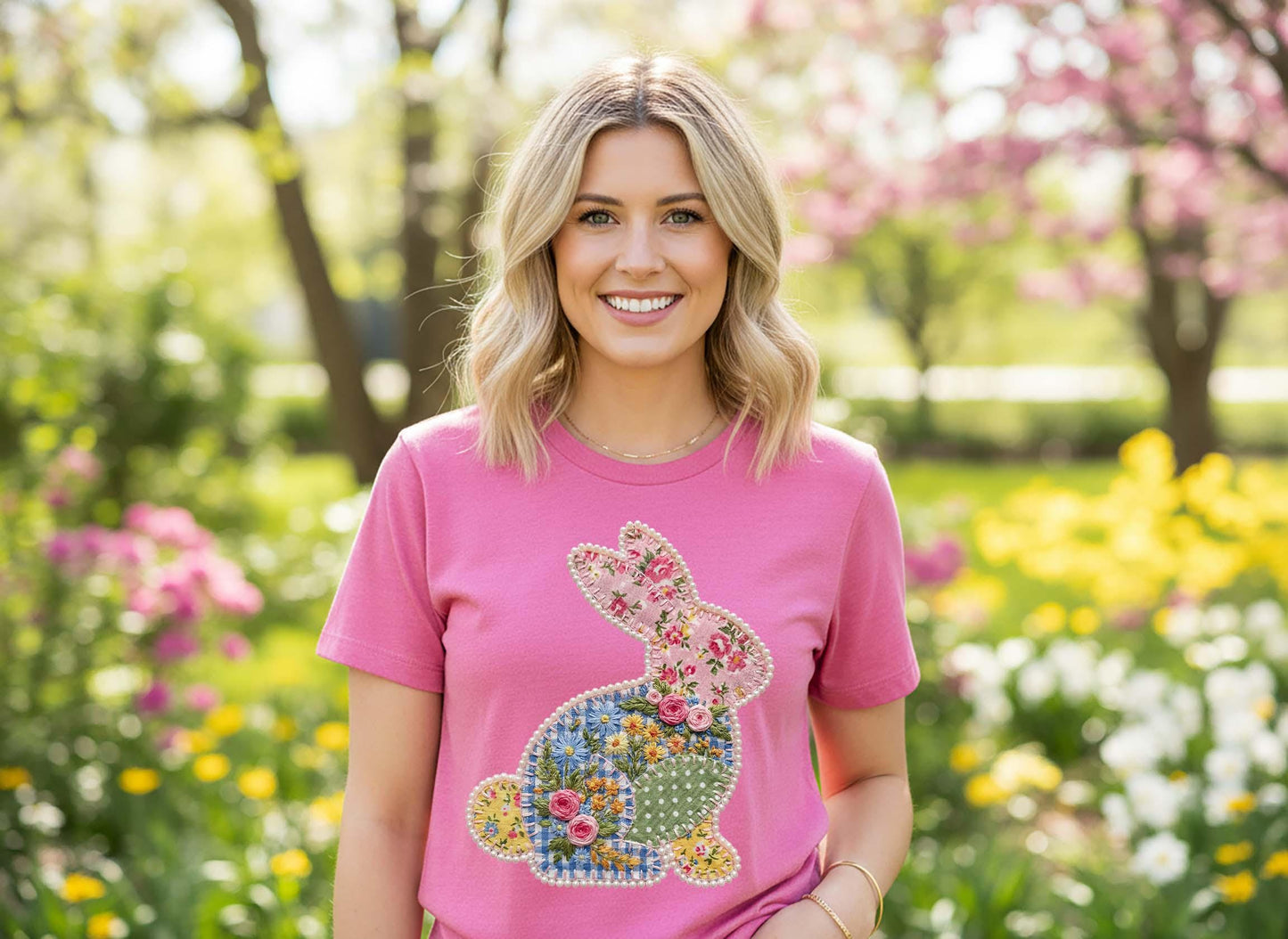 Faux Quilted Bunny Shirt, Womens Easter Shirt, Easter Jesus Shirt, Family Easter Shirt