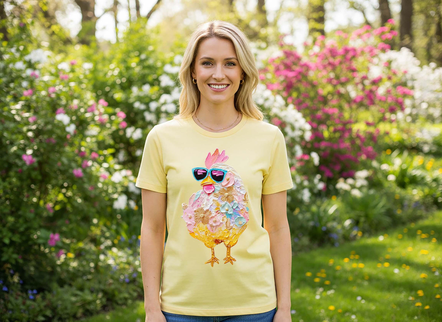 Easter Chicken Shirt, Womens Easter Shirt, Cute Bunny Shirt, Family Easter Shirt
