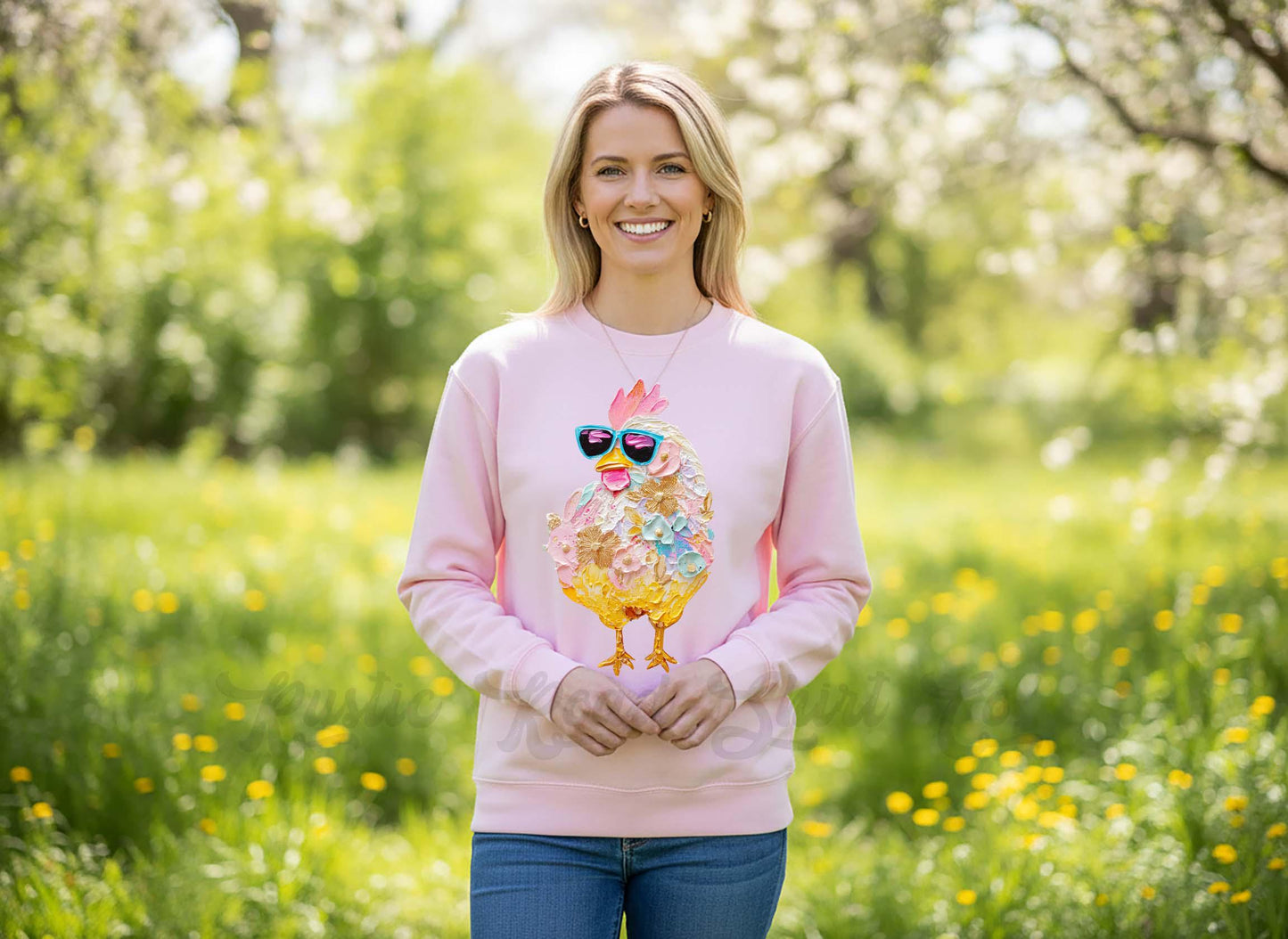 Chicken Spring Sweatshirt, Women's Easter Sweatshirt, Easter Teacher Sweatshirt,