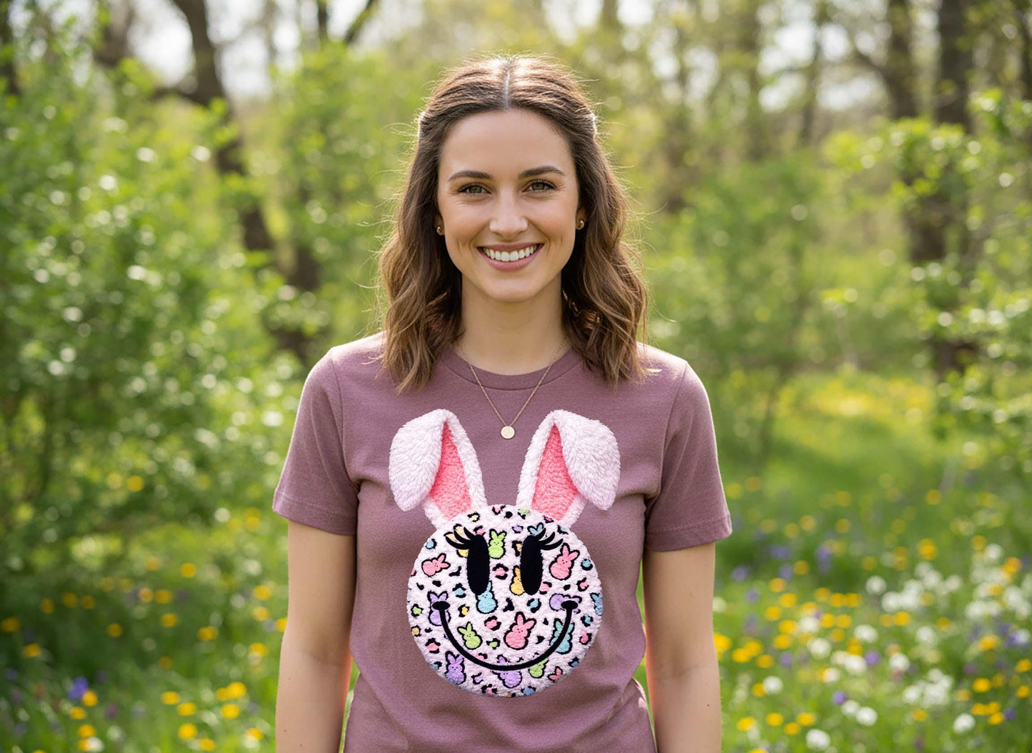 Retro Easter Bunny Shirt, Women's Faux Yarn Easter Shirt, Cute Bunny Shirt, Family Easter Shirt