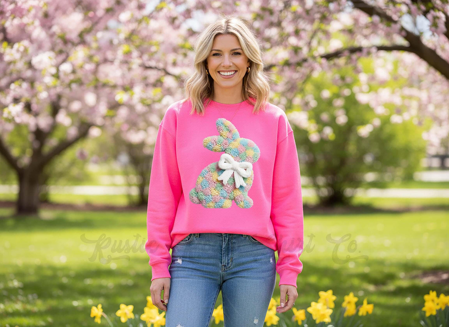 Easter Bunny Sweatshirt, Faux Yarn Easter Sweatshirt, Easter Teacher Sweatshirt,