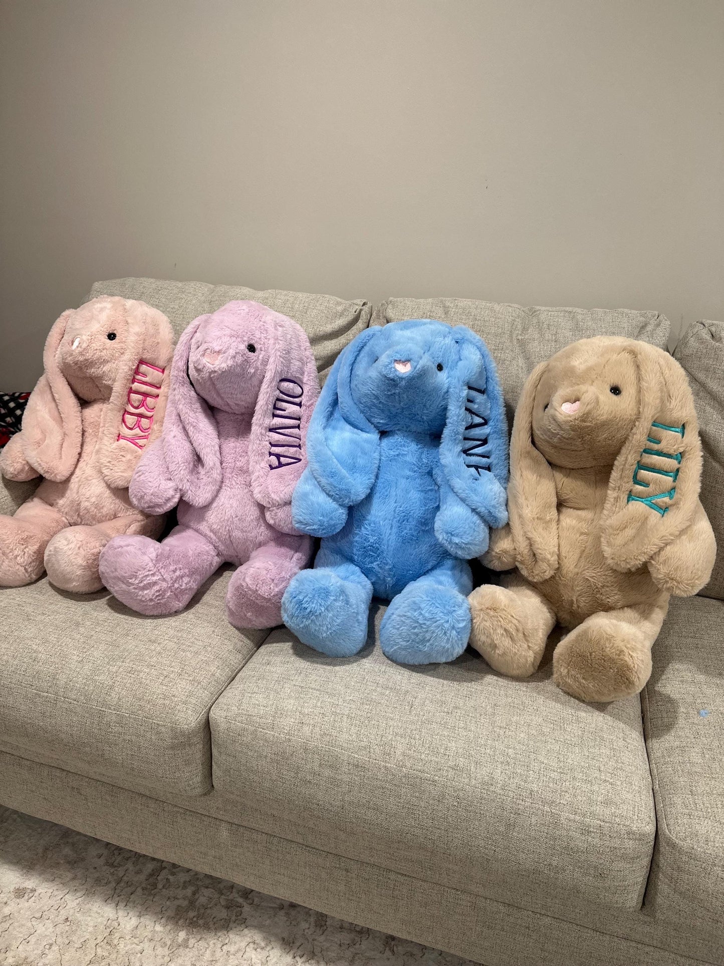 Personalized Easter Bunny, Embroidered Rabbit, Plush Stuffed Bunny