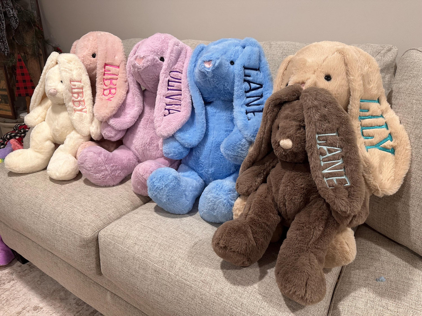 Personalized Easter Bunny, Embroidered Rabbit, Plush Stuffed Bunny
