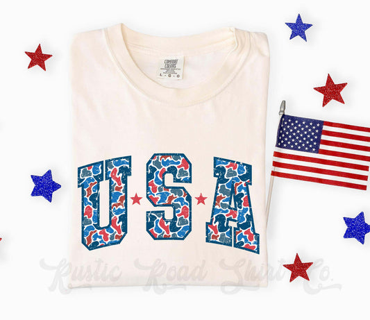 USA Camo Shirt, 4th of July Shirt, Comfort Colors Shirt